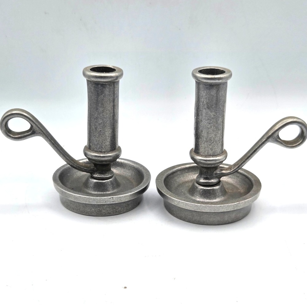 Pair of Carson Casting Company Pewter Chamberstick Candle Holders